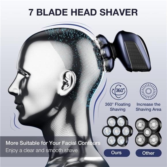 Head Shaver 7D, Wyklaus Upgrade Head Shavers for Bald Men, Head Electric Razor - Picture 3 of 5